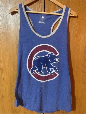 MLB Royal Blue Chicago Cubs Bear Logo Tank with Cream Trim